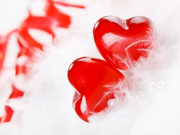 Обои о любви: Сердечки в перышках