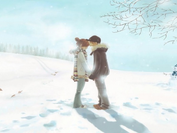 Обои о любви: Зимний поцелуй