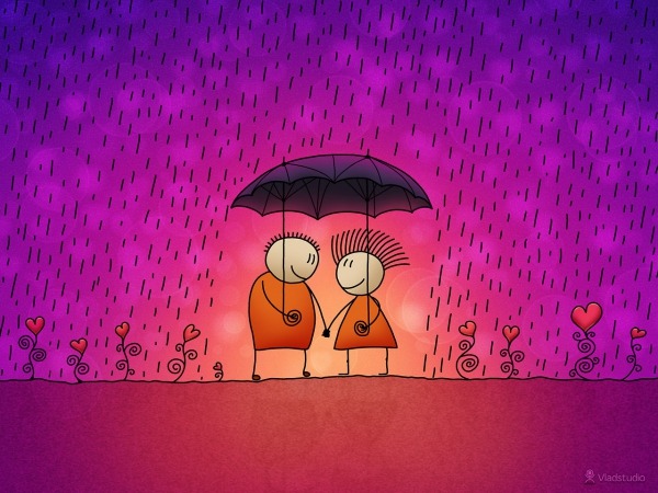 Обои о любви: Двое под зонтиком