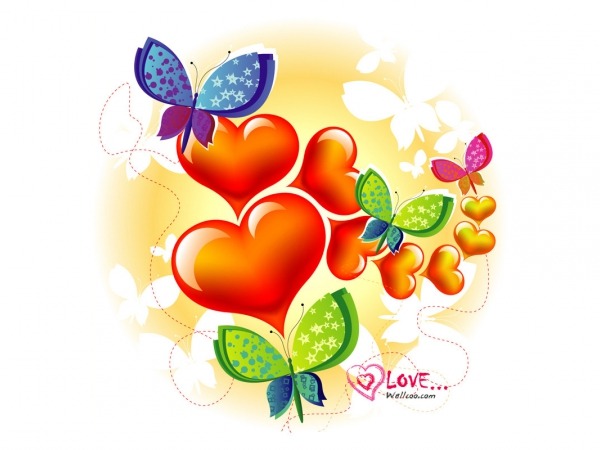 Обои о любви: Сердечки и бабочки
